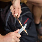 Whitling with an Opinel #8 Carbon folding knife on Homestead Iron site.